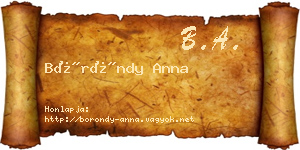 Böröndy Anna névjegykártya