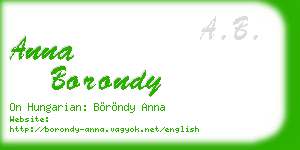 anna borondy business card